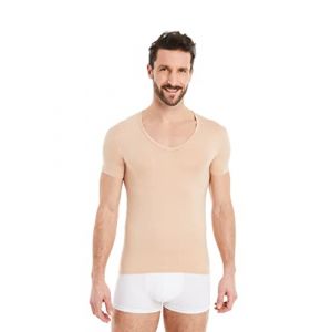 FINN Maillot de Corps Homme à Manches Courtes avec Col en V en Lenzing® Microfibre Invisible Couleur de Peau Nude L (FINN Design, neuf)