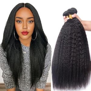 AiPliantfis Tissage Bouclé Naturel Kinky Straight Human Hair Bundles Tissage Brésilien Human Hair Bundles Double Weft 100% Unprocessed Virgin 300g Total Tissage bresilien for Women 28 30 32 Pouce (GongBei Hair, neuf)