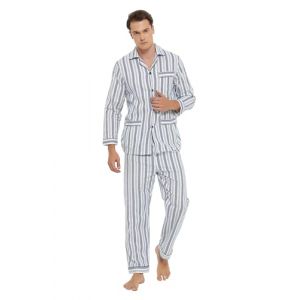 GLOBAL Homme Pyjama 100% Coton Confortable Flanelle de Nuit Haut à Manches Longues et Fond Ensembles Flanelle Pyjama (GLOBAL Online, neuf)