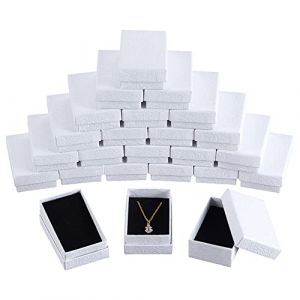 nbeads 24 Pcs Bo&icirc;tes &agrave; Bijoux en Carton Texture Blanche, 8.1x5.1cm Bo&icirc;te Cadeau en Papier Bo&icirc;te d'emballage en Carton avec &Eacute;ponge Noire &agrave; L'Int&eacute;rieur pour Collier Boucles d'oreille Bracelet Bijoux (ARRICRAFT FR, neuf)