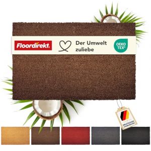 Floordirekt Paillasson pour l'intérieur et l'extérieur, 50 x 80 cm, marron, tapis de porte en coco, paillasson, paillasson (24 mm) (MEISTEREI, neuf)