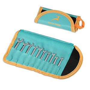 GOLD DEER Mini Jeu de Cl&eacute;s Plates Mixtes Cl&eacute;s &agrave; Fourches Polygonales 4-11 mm, 10 Pi&egrave;ces Cl&eacute; Plate m&eacute;trique, Cl&eacute;s Fourche Mixtes et Sac de Rangement, R&eacute;paration Domestique (GOLD DEER EU, neuf)