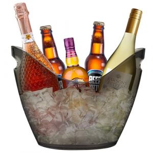 8L Seau à Glace de Champagne, Seaux à Glace Acrylique de Grande Capacité, Seau à Vin, Seau à Champagne, Conteneur de Stockage de Fruits et Légumes (black002) (cailuan-UK, neuf)