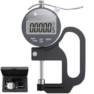 Neoteck 0-25.4mm/0.001mm Jauge d’Epaisseur Numérique Mesure Thickness Digital Micromètre Eléctrique Mm/Pouce avec Affichage LCD à Cristaux Liquides Tissu Cuir Papier-Gris (vinstarteu, neuf)