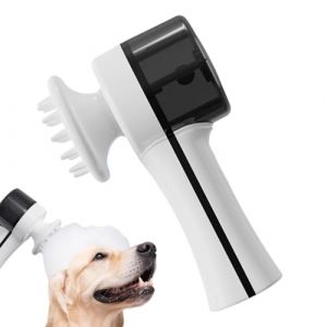 Brosse &agrave; shampooing pour chien &eacute;lectrique en silicone + ABS | Peigne de massage lavable avec distributeur de savon int&eacute;gr&eacute;, recharge USB - pour baignoire, douche, toilettage, animaux domestiques (Tieldern, neuf)
