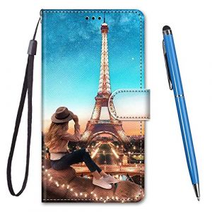 TOUCASA Coque pour Huawei P8 Lite 2017,Coque Cuir PU Portefeuille &agrave; Aimant Colourful Design Coque Rabat Portefeuille [Cr&eacute;atif Peint] &Eacute;tui pour Huawei P8 Lite 2017 (Tour de la Fille) (Mltour-EU, neuf)
