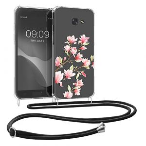 kwmobile Coque Collier Compatible avec Samsung Galaxy A5 (2017) Coque - Housse en Silicone avec Cordon de Collier - Rose Clair-Blanc-Transparent (SX-Commerce, neuf)