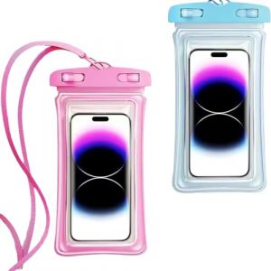 NJCXOLA Lot de 2 Pochette Étanche Smartphone, IPX8 Sac/Etui/Housse/Pochette Étanche Téléphone, Protege Telephone Eau pour iPhone 15 14 13 12 11 Pro Max Plus Samsung S24 S23 S22, Rose et Bleu (CELTIC MANUFACTURING, neuf)