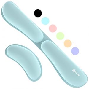 KLIM Repose Poignet - Set Repose Poignet Souris et Repose Poignet Clavier - Ergonomique - Mousse à Mémoire de Forme - Support Clavier pour Gaming et Bureautique - Bleu Ciel (KLIM Technologies France, neuf)