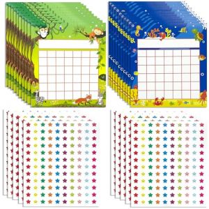 Lot de 20 tableaux de récompenses, tableau d'autocollants incitatifs, tableau d'étoiles pour les tableaux de récompenses en classe pour le comportement des enfants avec 1200 autocollants étoiles (REEKNOKOL FR, neuf)