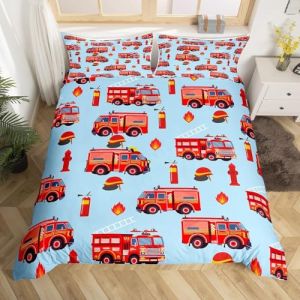 Homewish Housse de Couette Enfant 140x200 Voiture de Pompier, Parure de Lit Enfant Ado Garçon Camion de Pompiers Rouge, Sets de Housses de Couettes Voiture de Dessin Animé, Couvre Lit Bleu (Suzhou yiyanyun e-commerce Co., Ltd, neuf)