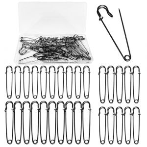 Redamancy 30Pcs Grandes Épingles à Nourrice, Grosse Épingle de Sûreté, 70mm,60mm,50mm Épingles à Nourrice Extra Larges, Épingles de Sûreté pour Kilt, Couverture, Tricot, Travaux Manuels (Noir) (Pulangke-EU, neuf)