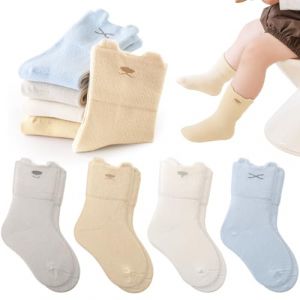 Simpeak 4 Paires Chaussettes Enfant Sans Couture,Chaussettes B&eacute;b&eacute; Mi-Mollet en Coton,Confort Maxi, Tige Molleti&egrave;re Anti-Serre, Respirable, Lavable Machine,pour Bebe Naissance(6-12Mois) (Kirin. EU, neuf)