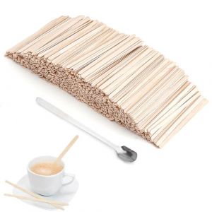 Lot de 1000 touillettes en bois + cuill&egrave;res &agrave; caf&eacute; en acier inoxydable de 13 cm &ndash; Touillettes &agrave; caf&eacute; respectueuses de l'environnement pour caf&eacute;, bureau, maison &ndash; Agitateurs lisses sans &eacute;clats et (duguhong, neuf)