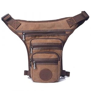 Xieben Toile Cuisse Goutte Jambe Sac pour Hommes Tactique Militaire Motocycliste Cavalier Multi-Poche Taille Fanny Pack Mens Voyage Randonnée Escalade Cyclisme À L'extérieur Kaki (XieBen, neuf)