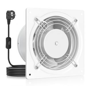 HG Power Extracteur d'air 150mm - 525m³/h Salle de Bain Silencieux avec Clapet antiretour, Interrupteur, Prise, 38W Ventilation industriel pour Fenêtre Mural Plafond VMC, Blanc (GQ-Direct, neuf)