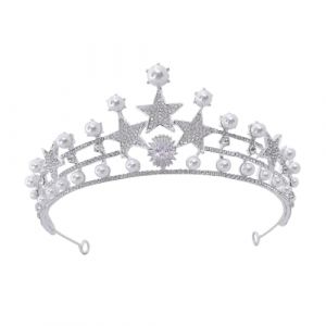 CANIGHT Couronne De Perles, Ornement De Cheveux, Couronne, Couvre-Chef, Couronne De Mariage, Diad&egrave;me Pour Filles, Coiffe De Mariage, Coiffe D&eacute;corative, Accessoire De Diad&egrave;me De Mariage, (ZORIYOI, neuf)