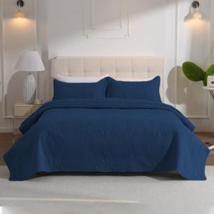 DUJUIKE Couvre-Lit, Couette, Courtepointe Légère, Couverture De Lit à Motif Tournesol, Peut être Utilisé comme Housse De Canapé Drap De Lit, Convient Au Lit Et Au Canapé (Bleu Marine, 240x260cm) (Pulchlla, neuf)