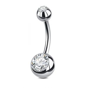 AceFun Piercing nombril titane,16mm Threaded piercing nombril anneaux argent avec 5A CZ 14G bijoux piercings ventre solide G23 argent piercing nombril anneaux bijoux pour femmes hommes (Piercing Jewelry, neuf)