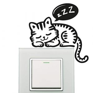 Wall4Stickers Chatte Autocollant Mural Plaque Interrupteur Sticker Mural Vinyle Autocollant Murale d&eacute;coration de la Maison Prise de Courant Enfants Chambre Chambre d'enfant Chambre d'enfants (Wall4stickers, neuf)