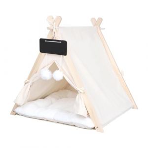MagiDeal Tipi pour Animaux de Compagnie, nid d'hiver Semi-ferm&eacute;, Tapis de Repos Lavable, Portable, Maison pour Chien, Chat, Tente, lit avec Coussin pour Chaton, Beige (Grand Plaisir 360, neuf)