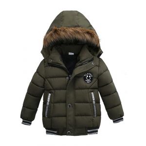 Odziezet Blouson Manteau Fourrure Chaud Enfant Garçon Bébé Ski Vêtement Doudoune à Capuche Veste à Manches Longues Chaud ,Kaki,6-7 ans (Odziezet, neuf)