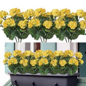 EHOTER Lot De 3 Géraniums Artificiels, Fleurs De Géranium Artificielles, Fleurs Artificielles Réalistes, Décoration De Printemps Décoration Extérieure Et Intérieure (Jaune) (EHOTER Décor, neuf)