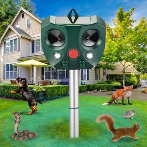 Repulsif Chat Ultrason, RéPulsif Animaux Solaire, Ultrason Oiseau, RéPulsif Souris, Ultrason Charge Solaire, Chargement USB, Jardin pour Cours, Fermes, Champs (huiqinLangCao, neuf)