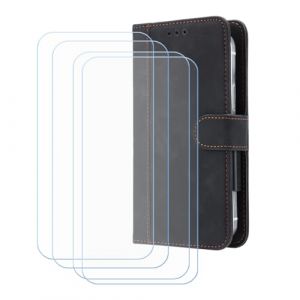 BMPNLSZ PU Cuir Etui pour Logicom Smart Pro + [4 pi&egrave;ces] Verre tremp&eacute;, HD Anti Rayures Film Protection &eacute;cran - Fermeture Pliant Coque Cover Housse de Protection pour (6,7") - Noir-XHDFG (lmlq, neuf)