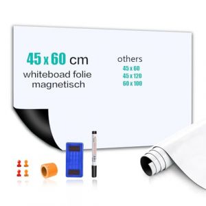 CyConncet Film pour tableau blanc, 45 x 60 cm, magn&eacute;tique, autocollant, tableau blanc, pour le bricolage, avec marqueur et &eacute;ponge, film mural pour surfaces lisses &agrave; l'&eacute;cole, au bureau, &agrave; la maison (CyConncet-EU, neuf)