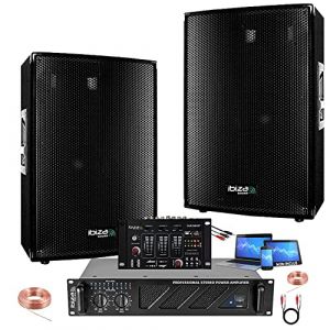 IBIZA Sound Light - Pack Sono DJ Table DE MIXAGE USB Bluetooth - 2 Enceintes 1400W Total - 1 AMPLI Sono 3000W Max - CÂBLAGES OFFERTS - Idéal Grands éspaces Pack Sono DJ (Starmix, neuf)