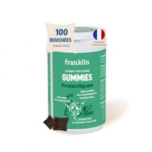 Franklin – Gummies Digestion – Complément Alimentaire pour Chien – Probiotiques & Prébiotiques – Transit Facilité – Flore Intestinal Renforcée – Actifs Naturels – Tout Âge – 100 Bouchées – 150g (Franklin Pet Food, neuf)