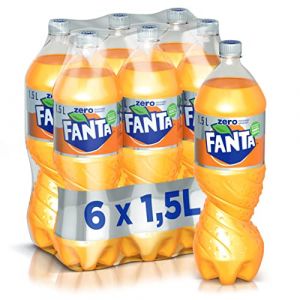 Fanta Sans sucre ajout&eacute; &ndash; 6 bouteilles de 1,5 L, avec jus d'oranges italiennes, sans ajout de conservateurs, bouteille PET 100% recyclable, go&ucirc;t rafra&icirc;chissant, boisson non alcoolis&eacute;e p&eacute;tillante (AbcFoodService, neuf)