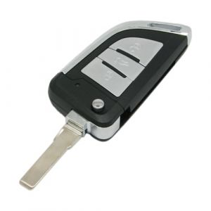 BROVACS Coque de cl&eacute; modifi&eacute;e compatible avec Volkswagen Golf 7 MK7 GTI Skoda Octavia 3 boutons Entr&eacute;e sans cl&eacute; Flip Coque de cl&eacute; Fob HU66 Blade SS8201E (fassport, neuf)