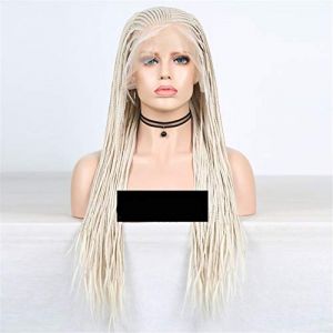 Perruques Synth&eacute;tiques Avant Tress&eacute;es Blondes Platine, Perruque Longue 13 X 6 Pour Femme, Cheveux Blonds Profonds, 28 Pouces (24 Pouces) (ydxdsp, neuf)