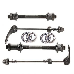 Axe de serrage rapide pour vélo - 1/2 pièces - Pointe de serrage rapide pour essieu arrière - Moyeu de roue - Convient pour vélo de course, VTT, avec roulements de moyeu de 25 mm (noir) (avant) (Demingshops, neuf)