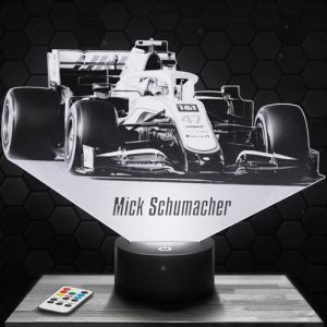 Lampe de chevet, Veilleuse Tactile Formule 1 M. Schumacher F1 Team Lampe 3D LED illusion, Idée cadeau Noël anniversaire garçon et fille Lampe de nuit chambre d'enfant ou adulte (Lampephoto-fr, neuf)