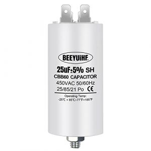 BEEYUIHF CBB60 25uf Condensateur de Démarrage 25µF Moteur condensateur 45 x 95 mm 50 / 60Hz 450VAC avec vis M8 pour moteur électrique/sèche-linge/Machine à Laver (BEEYUIHF-FR, neuf)