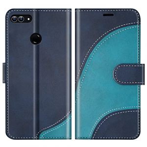 BoxTii Coque pour Huawei P Smart 2018 / Enjoy 7S / Honor 9 Lite, Portefeuille Etui en Cuir PU, Magnétique Protection Housse Coque pour Huawei P Smart 2018 / Enjoy 7S / Honor 9 Lite, Bleu (BoxTii, neuf)