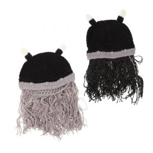 LIFKOME 2 Pièces Chapeau De Corne Viking Avec Fausse Barbe Bonnet De Barbe En Maille Décoration De Chapeau Viking (Yaeerang, neuf)