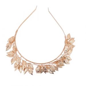 Serre-t&ecirc;te avec feuilles en m&eacute;tal - Bandeau tendance pour femme - Bandeau de mari&eacute;e - Bandeau de boh&egrave;me avec feuilles et fleurs en alliage - Accessoire de cheveux pour festival (ApexGood, neuf)