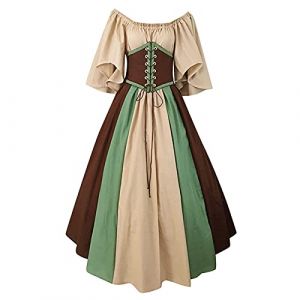 Robe Medievale Femme Victorienne Steampunk Gothique Vintage Costume MéDiéVal Renaissance Femme DéGuisement Robe De FêTe Carnaval Halloween 2024 (dongTER, neuf)