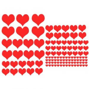 Assortiment de 118 gommettes autocollantes en forme de coeur - Rouge, Assortiment (SooFloc, neuf)