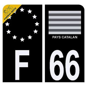 HADEXIA Autocollant Sticker Plaque d’immatriculation Moto 66 Drapeau Catalan Noir 66 Plaque Plexiglas (Digital Sticker, neuf)