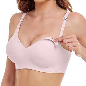 Vinfact Soutien-gorge d'allaitement doux et soyeux pour femmes sans armatures, Soutien-gorge de grossesse sans coutures avec rallonges de bonnet suppl&eacute;mentaires pour dormir et allaiter, Rose, M (VINFACT, neuf)