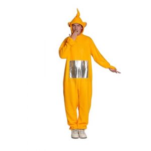 Partychimp Costume de personnage TV pour adultes, combinaison onesie en peluche, d&eacute;guisement amusant pour carnaval et jeux de r&ocirc;le, combinaison pyjama &agrave; capuche unisexe (Jaune, M/L) (Partychimp, neuf)