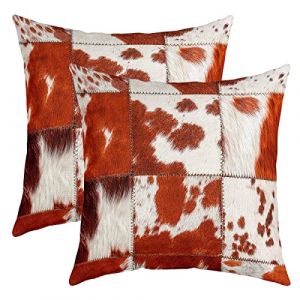 Lot de 2 Housses de Coussins 60x60 en Peau de Vache, Housse d'oreiller en Patchwork Imprimé Vache Taie d'oreiller Imprimé Fourrure d'animal de Ferme, Housse d'oreiller Décorative Rustique Ferme (Suzhou yiyanyun e-commerce Co., Ltd, neuf)
