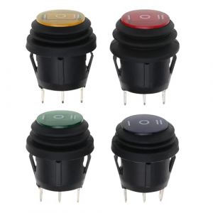 EMSea Lot de 4 Interrupteurs &agrave; Bascule 3 Positions on Off on Noir Interrupteur &agrave; Bascule Rond &agrave; Encliqueter 3 Broches 12 V-250 V 10 A pour Diam&egrave;tre d'installation de 20mm Voiture Bateau (EMC_Store, neuf)