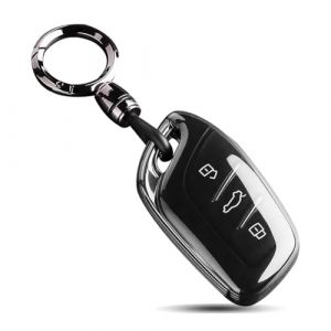 Baisirui Coque de cl&eacute; de voiture compatible avec MG4 MG5 MG6 MG ZS EV HS EHS ZX GT 3 Roewe RX3 RX8 ERX5 RX5 I6 I5, TPU 3 boutons avec porte-cl&eacute;s, Noir Transparent (BAISIRUISHANGMAO, neuf)