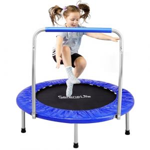 SereneLife Trampoline Pliable 91/102 cm – Mini Trampoline de Fitness Compact pour Enfants et Adultes, Rebondisseur d’Exercice avec Poignée Moussée,Utilisation Intérieure ou Jardin,Charge Max 68/100 kg (GEP Sales EU, neuf)